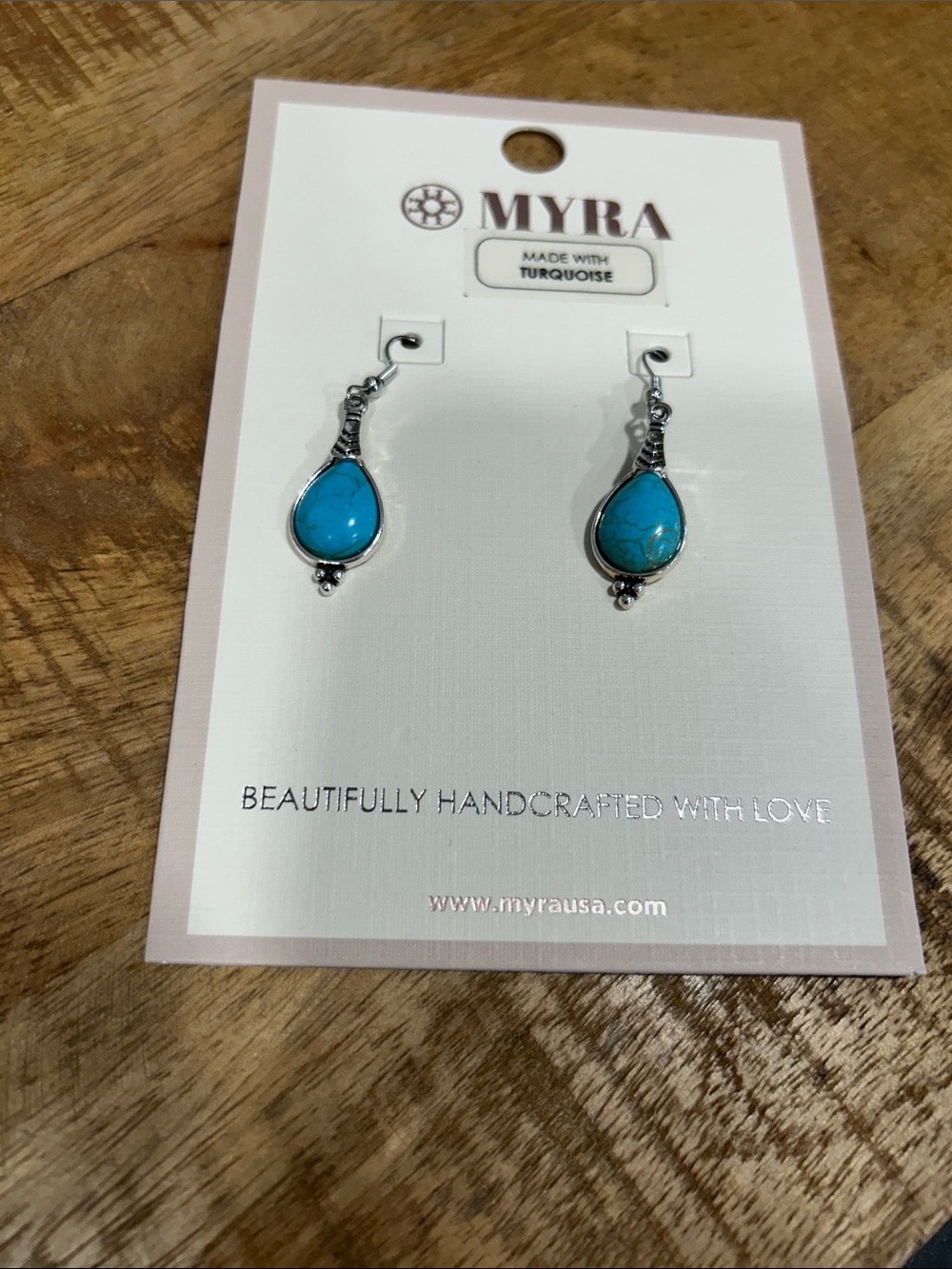 NWT Myra Bag Turquoise Teardrop Dangle Earrings - Turquoise Silver